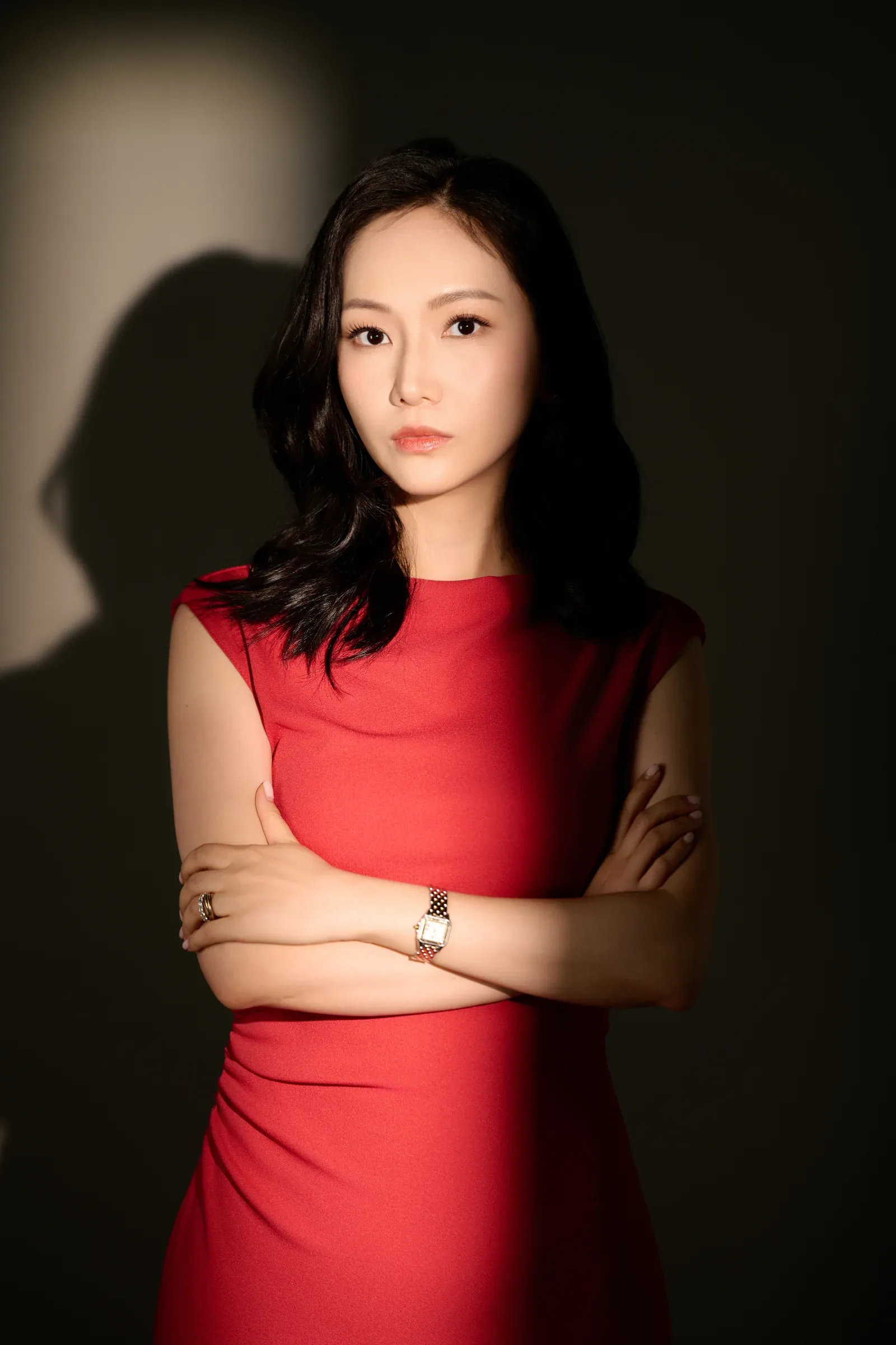 Grace Shao, Standing, red dress